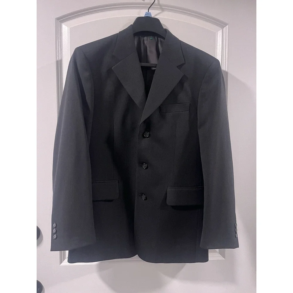 38S Men's Lined 3 Button Blazer DeMarcos Poly/Wool New‎ Charcoal Gray Fast Ship!